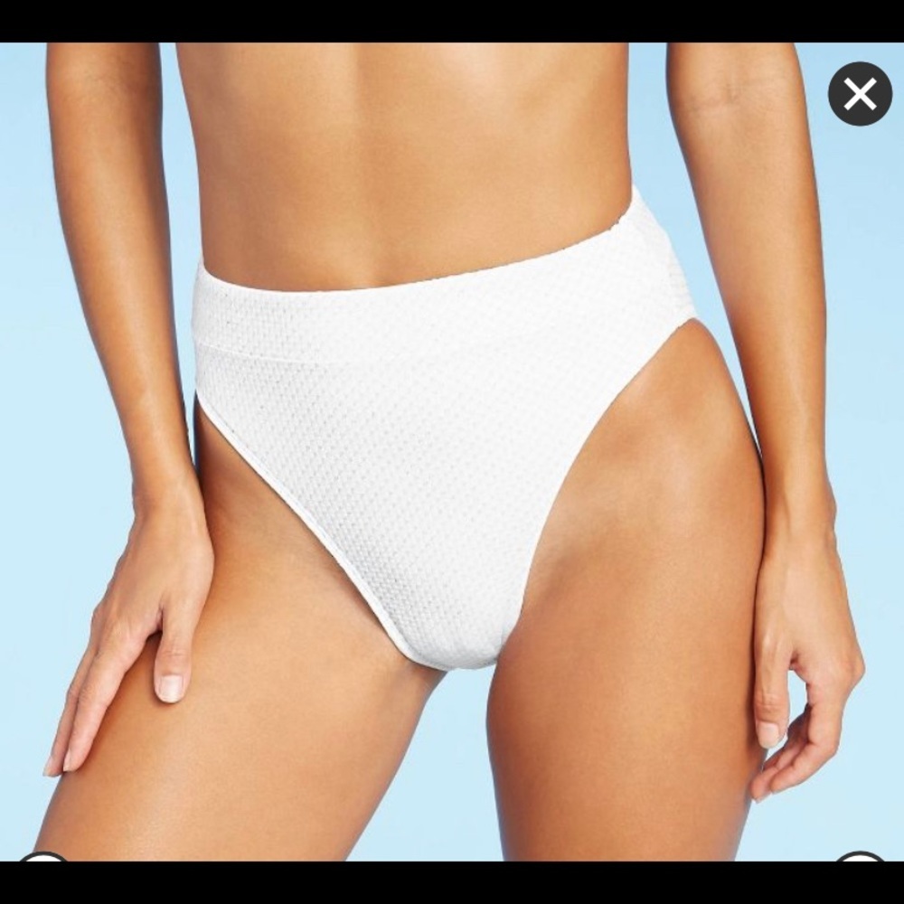 Lurex Textured High Leg High Waist Bikini Bottom